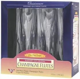 Classicware 885565584437 1-piece Plastic Champagne Glasses 5 Ounce Clear 60-count
