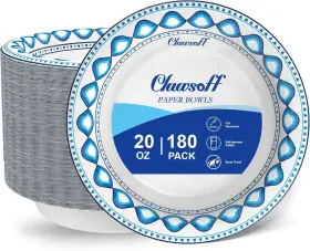 Clawsoff 445028270227 20 Oz Paper Bowls - 180 Pack Heavy Duty Disposable Soup For Parties