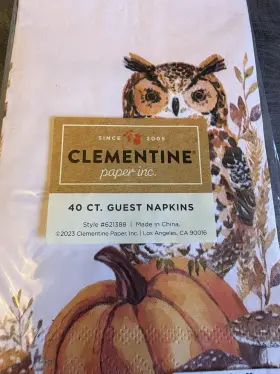 621209 Clementine Thanksgiving Autumn Fall Owl Pumpkin Paper Napkins Hand Towels 40 Ct Bath New