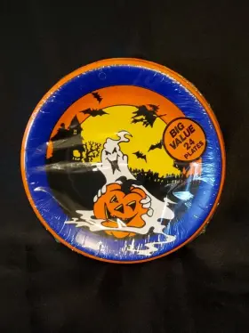 Cleo 070508583961 Vintage Set Of 24 Halloween Party 7 Inch Paper Plates New Ghost Pumpkin Brand