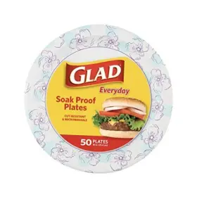 Bb0098 Clorox Round Disposable Paper Plates 10 In Flower Soak 50 Count Pack Of 1 Blue