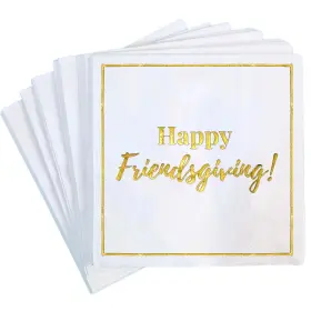 Cloverjoyed 757350892006 Friendsgiving Cocktail Napkins 50 Pack Inch Happy Gold Glitter F