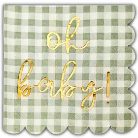 Cloverjoyed 757350892020 Ftoh Babyft Baby Shower Decorations 50 Pack Gold Oh Napkins In Plaid Sag