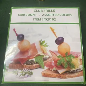 Tcf102 Club Frills 1000 4 Inch Sandwich Frill Toothpicks Wooden Food Cocktail Party Ass.colors