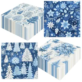 Cmusko 717025620792 40pcs Winter Napkins Decorations Blue Christmas Tree