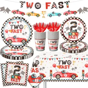 Cmusko 717025621669 Fast Birthday Party Supplies 142pcs Race Car 2nd Decorations Tablew