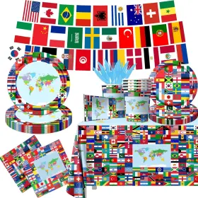 Cmusko 717025622147 International World Flags Tableware Set 142pcs Decorations