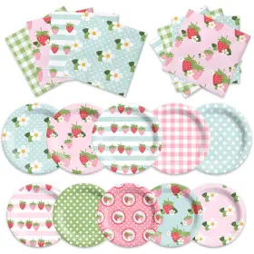 Cmusko 717181208070 60pcs Strawberry Plates And Napkins-berry First Birthday Decorations Summer S
