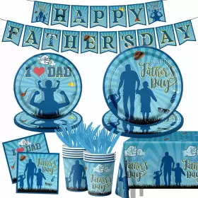 Cmusko 717203046178 Fathers Day Decoration-happy Plates And Napkins Kit Blue I Love D