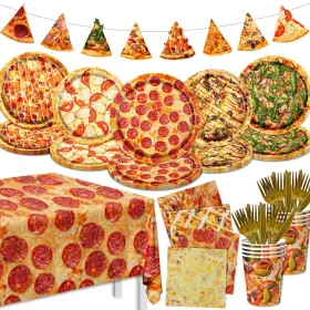 Cmusko 717225013394 Pizza Party Supplies Tableware Set 142pcs Birthday Plates Napk Inch