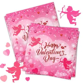 Cmusko 755659317145 Valentines Day Napkins-40pcs Pink Heart Paper Napkins Cupid Romantic Decorati