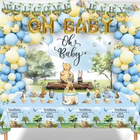 Cocomigo-47 Cocomigo 426908270155 Winnie The Pooh 131 Pieces Blue Decoration For Boy Baby Shower Balloons Backdrop