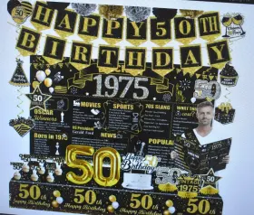 B0dp8nrfcs Cocomigo 50th Birthday Decorations 1975 Supplies Set W Tablecloth 37 Piece Pack Party