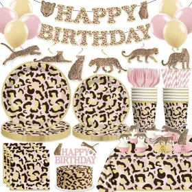 Cocomigo-00057 Cocomigo Cheetah Birthday Decorations Leopard Party Animal Theme Pink And