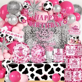 Cocomigo25-00013 Cocomigo 237pcs Cowgirl Birthday Party Decorations Include Disco Balloon Arch