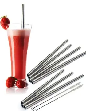 8stt Cocostraw 8 Stainless Steel Wide Smoothie Straws 4 Pack