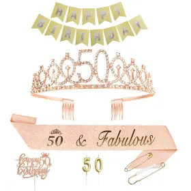 Cofashion 894531074168 50th Birthday Decorations Gifts For Women Including Crown/tia