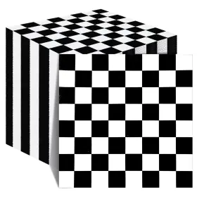 Napkins-0327h Colarr 100 Pack Checkered Flag Napkins Black White Race Car Disposable Party Decor