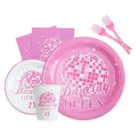 Colororca 725650523463 Dancing Queen Party Decorations - Disco Themed Tableware Set Includes P
