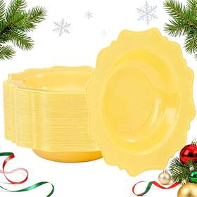 Colosus 634634 Yellow Disposable Bowls 12oz Fancy Shatterproof Dinnerware 60ct Party