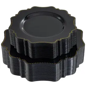 Coleaa100b-2 Colosus Black Disposable Plastic Plates Set 50 Pcs Dinner And Dessert F