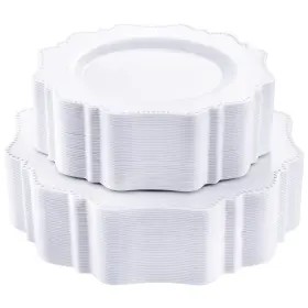 Coleaa100w Colosus 100pcs White Disposable Plastic Plate-heavy Duty Plate For Party/wedding/anni