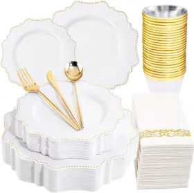 Coleaa78ec02w-2 Colosus 175pcs Thanksgiving Plastic Party Plates Disposable White