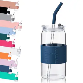 Cv003-abyss Colovie Glass Tumbler With 3 In 1 Lids And 16 Ounce Pack Of Abyss Blue