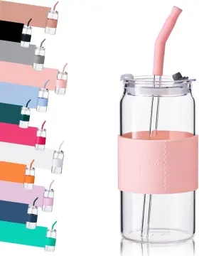 Cv008-chalk Colovie Glass Tumbler With 3 In 1 Lids And 20 Ounces Chalk Pink