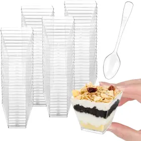 Colovis 754933315686 Mini Dessert Cups 100 Ct 2oz Clear Plastic Parfait Appetizer With Spoons Mi Colovis 754933315686 Mini Dessert Cups 100 Ct 2oz Clear Plastic Parfait Appetizer With Spoons Mi