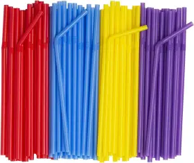 Cp-ac-fs500 Comfy Package 500 Count Flexible Plastic Drinking Straws - Disposable Swizzle