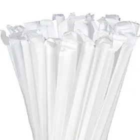 Concession Essentials 810011479463 Plastic Straws Wrapped 1000 Pack - 10.25 Inch Jumbo Dri