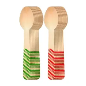 Concession Essentials 810094847296 Red And Green Striped Candy Cane Christmas Wooden Spoons. Pack Of 100 Count.