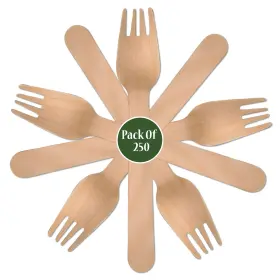 Concession Essentials 810094847425 Disposable Wooden Forks. 100% All- Natural Earth-friendly Forks 6 Inch Len