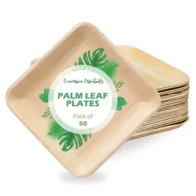 Concession Essentials 810094849962 6 Inch Square Palm Leaf Dessert Plates -plates For Appetizers - Compostable A