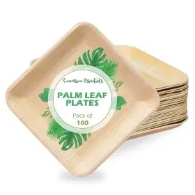 Concession Essentials 810094849979 6 Inch Square Palm Leaf Dessert Plates -plates For Appetizers - Compostable A