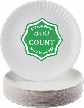 Cepaperplate9-500ct Concession Essentials 9 Inch Paper Plates Uncoated. Pack Of 500 Plates. Everyday Disposable