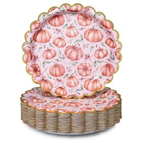 Confettiville 4ayl Thanksgiving Paper Plates 50count Disposable Dinner Scallope