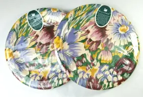C2585po Contempo 16 Gloria Vanderbilt Floral Tulip Designer Paper Plates Plastic Coated 10 Inch 1994