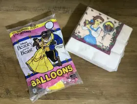 C-2491-bn Contempo Disney Vintage Beauty And The Beast Party Set 6 Balloons 20 Napkins