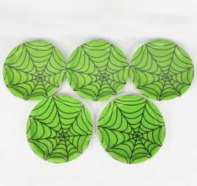 10532 Converting Inc Halloween Green Spiderweb Plates 7 Inch 8 Pack Spooky Web Party New