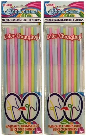Cool Change 632709353165 Funflex Color Disposable Straws That Stretch And Bend - 2 Pk