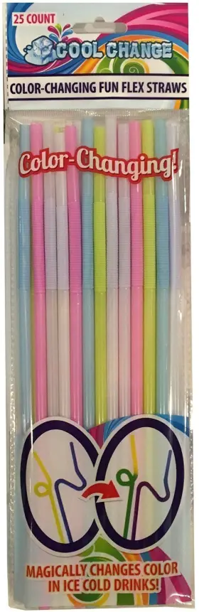Cool Change 793842250619 Funflex Color Changing Disposable Straws - Slim By
