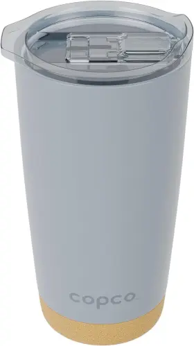 5314342 Copco Travel Tumbler With Cork Bottom 20oz Double Wall Insulated Gray