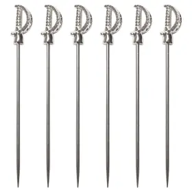 Cork Pops 095865009657 Stainless Steel 4 Inch Rapier Sword Cocktail Picks Set Of 6