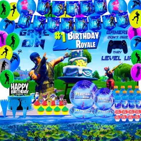 Cosmic Party 671339550698 Gaming Supplies Birthday Decoration Set 142 Pack - Balloons Toppers B