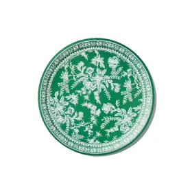 Coterie 787790282204 Set Of 10 Emerald Green Floral Paper Plates 9.25 Inch Large Party