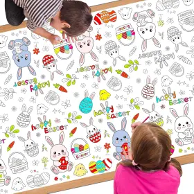Cqx 744759191854 1 Pack Easter Coloring Tablecloth For Kids Disposable Tablecloths Colori