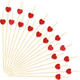Crafterlife 750110051545 100pcs Red Heart Cocktail Picks 4.7 Inch Long Fruit Sticks Food Toothpicks Sandwi
