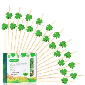 Crafterlife 750110790772 100pcs Shamrock Cocktail Picks 4.7 Inch Fruit Sticks Food Toothpicks Sandwich Cha